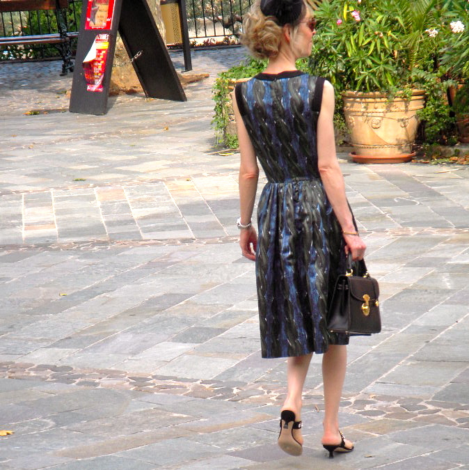 formal dress with flat sandals