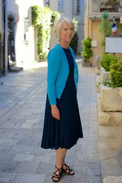 Simple dress and cardigan combo Fashion advice for women over 50