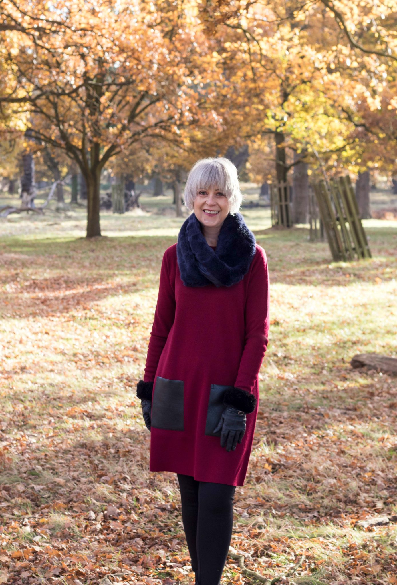 burgundy dress with leggings