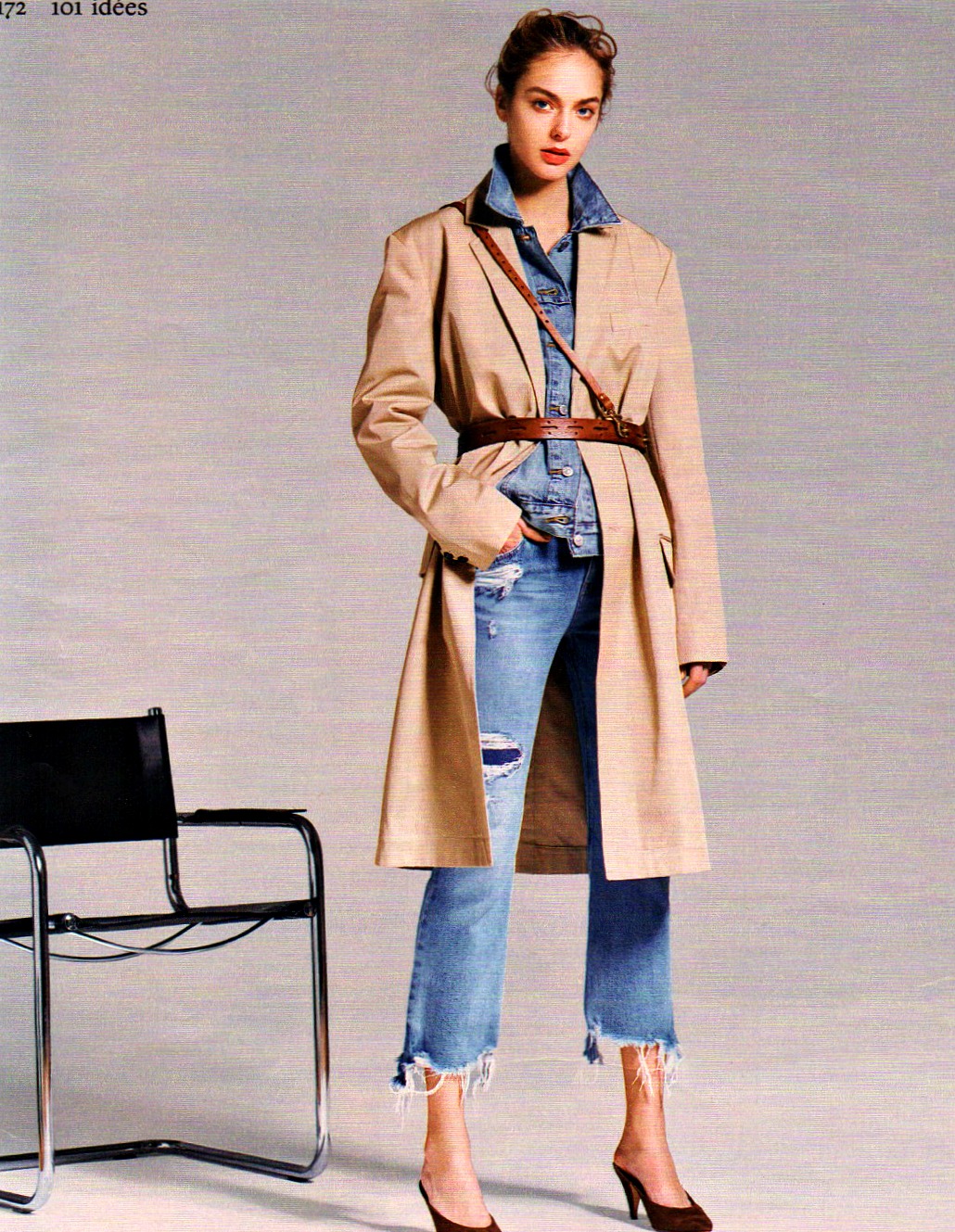 Trench coat and jeans