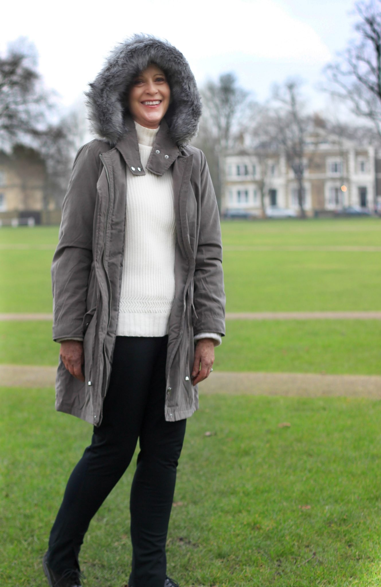 Parka with faux fur hood