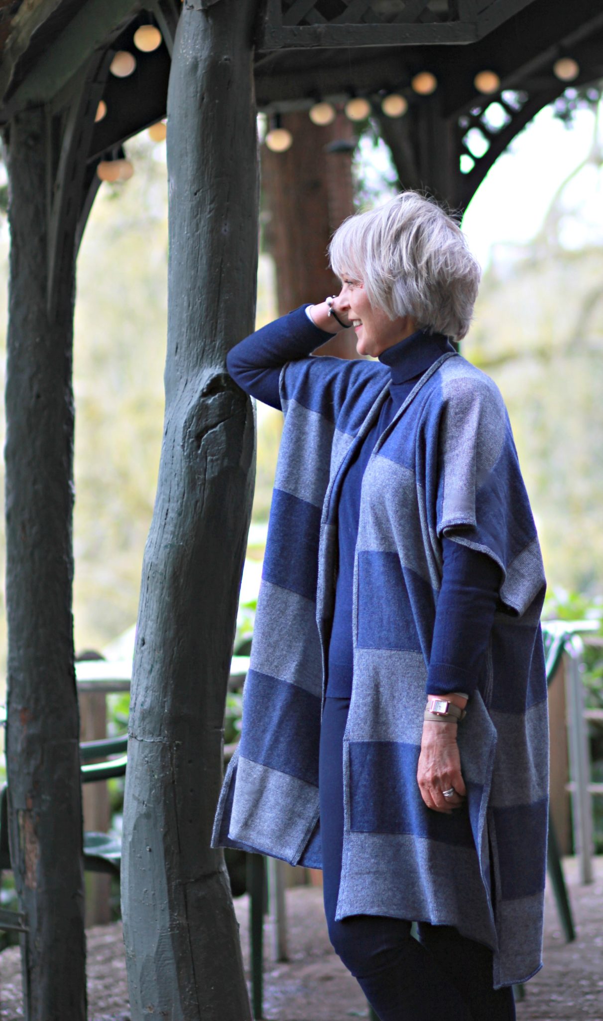 Striped knit kimono