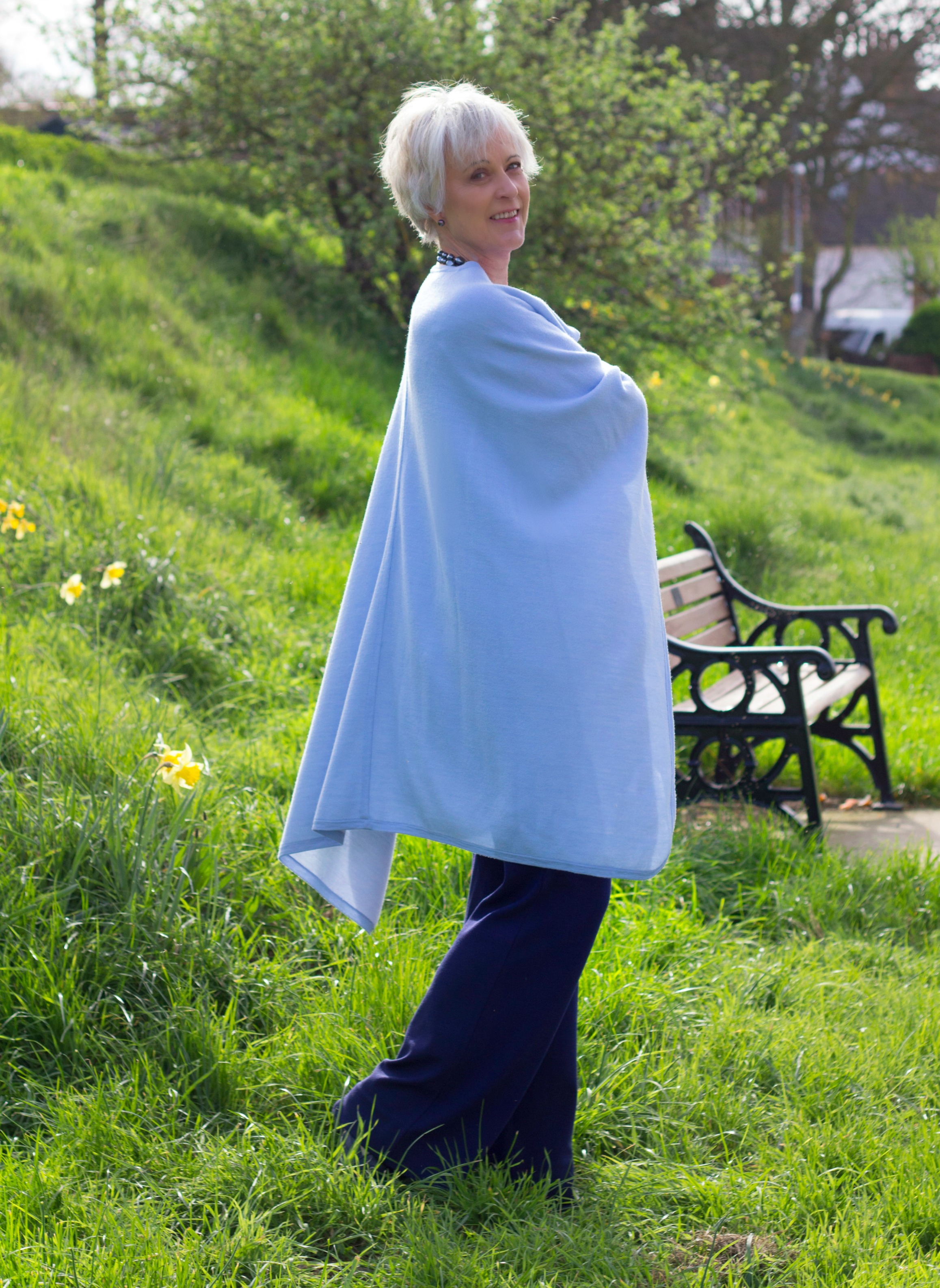 Blue cape for spring