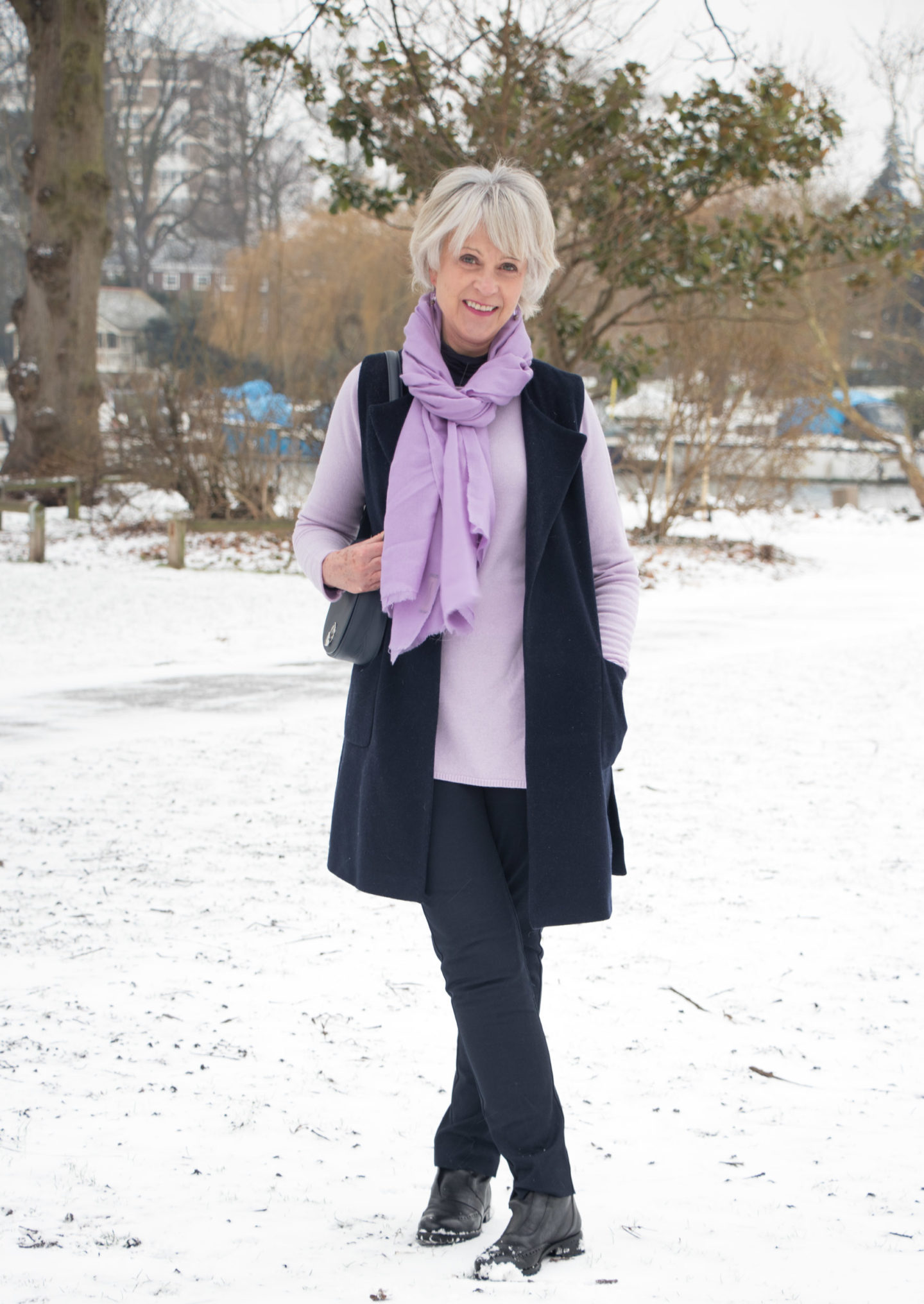 Lilac is the colour of the season! Tone down your pastels with navy
