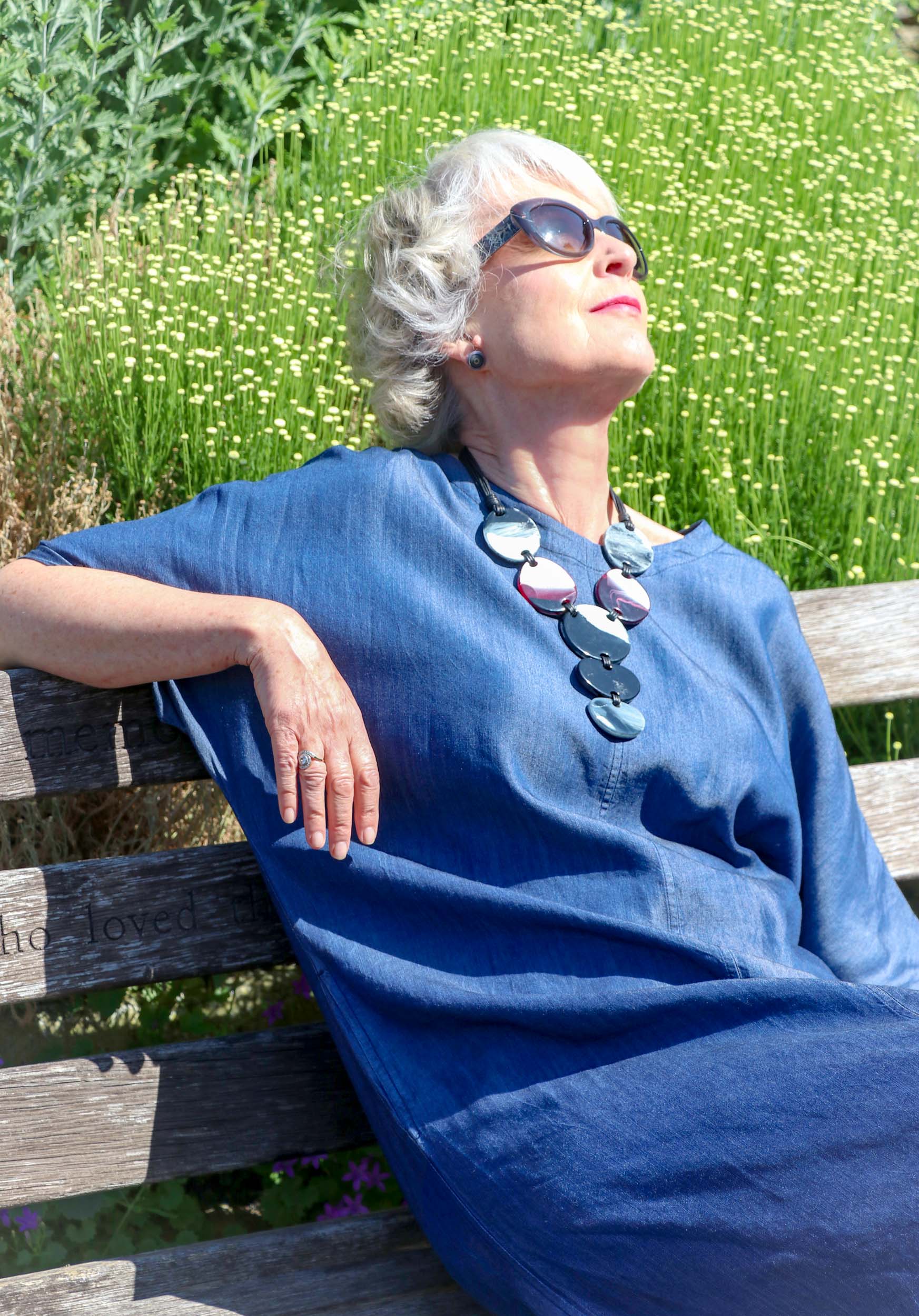 Blue summer dress and necklace