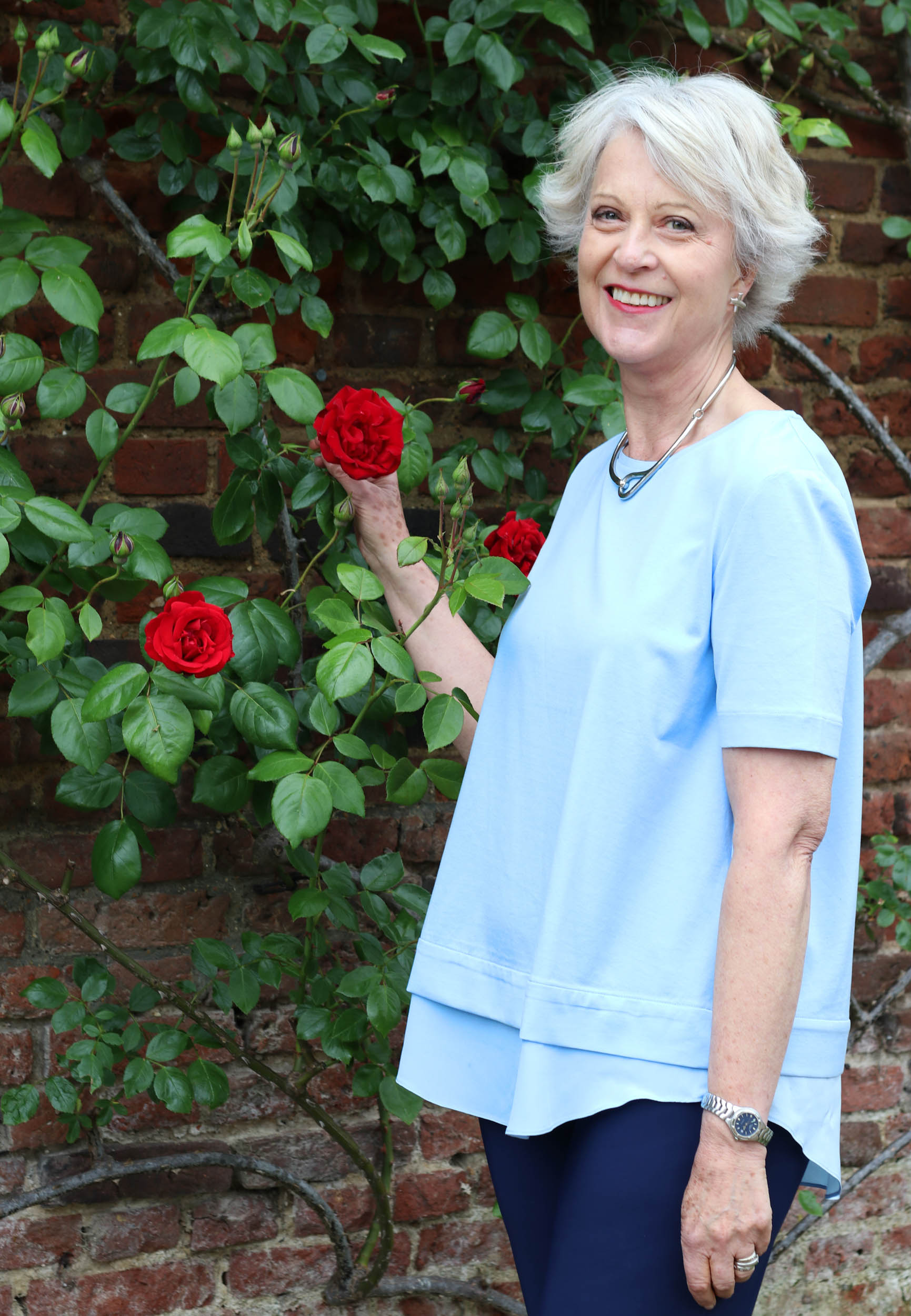 Blue cotton/silk top