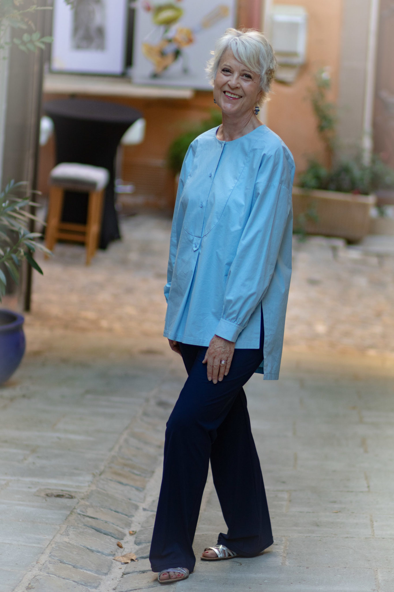 Blue cotton summer top