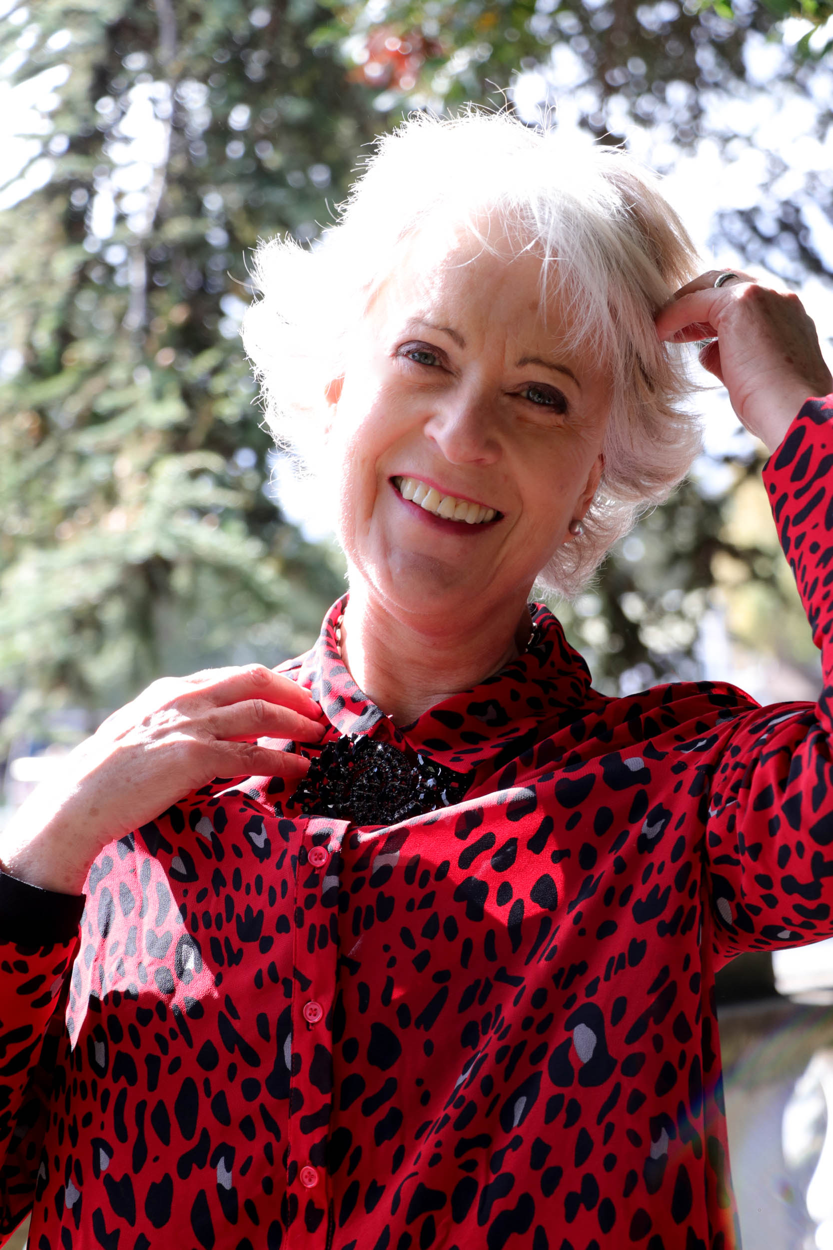 Red leopard print top