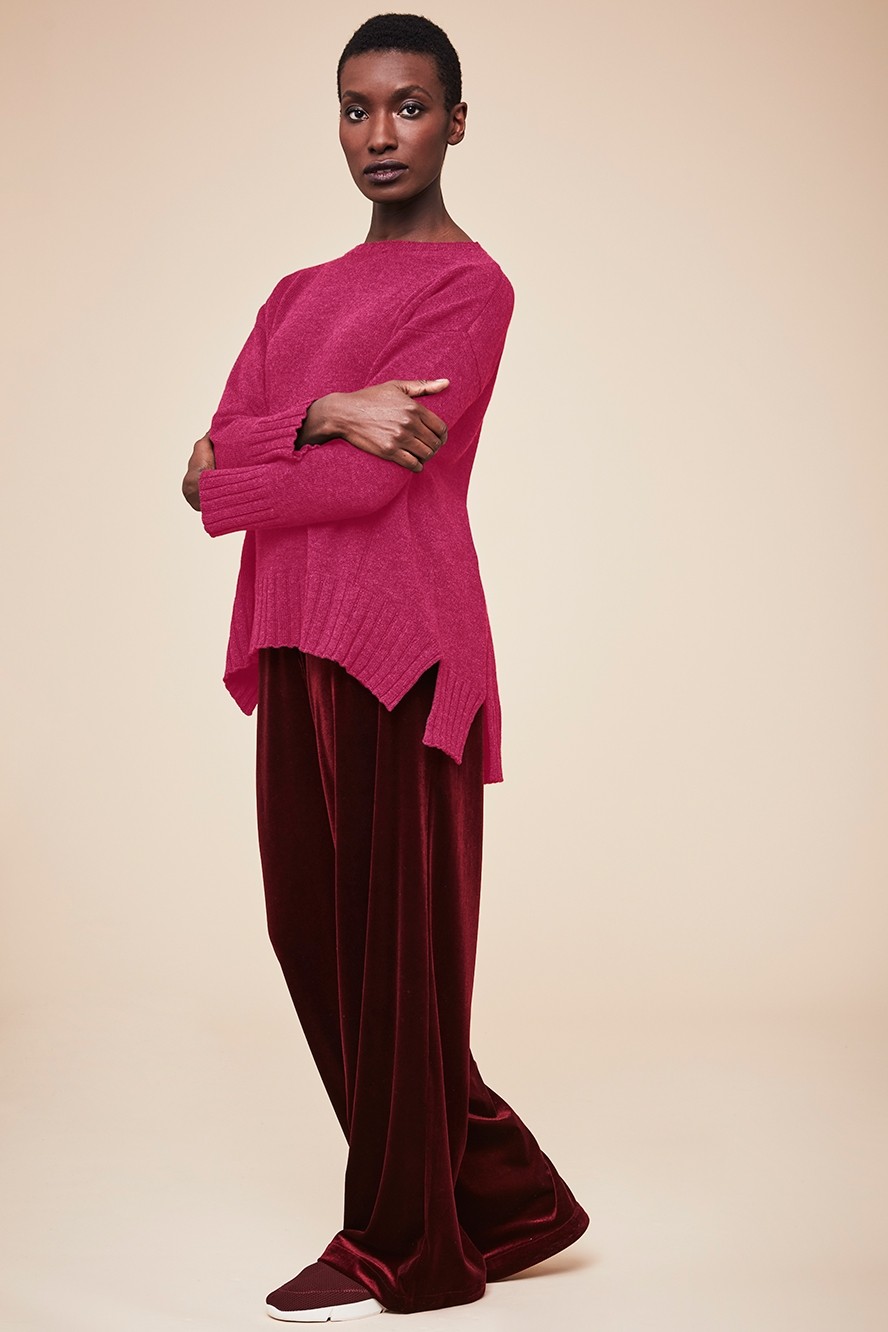 Merino wool raspberry sweater