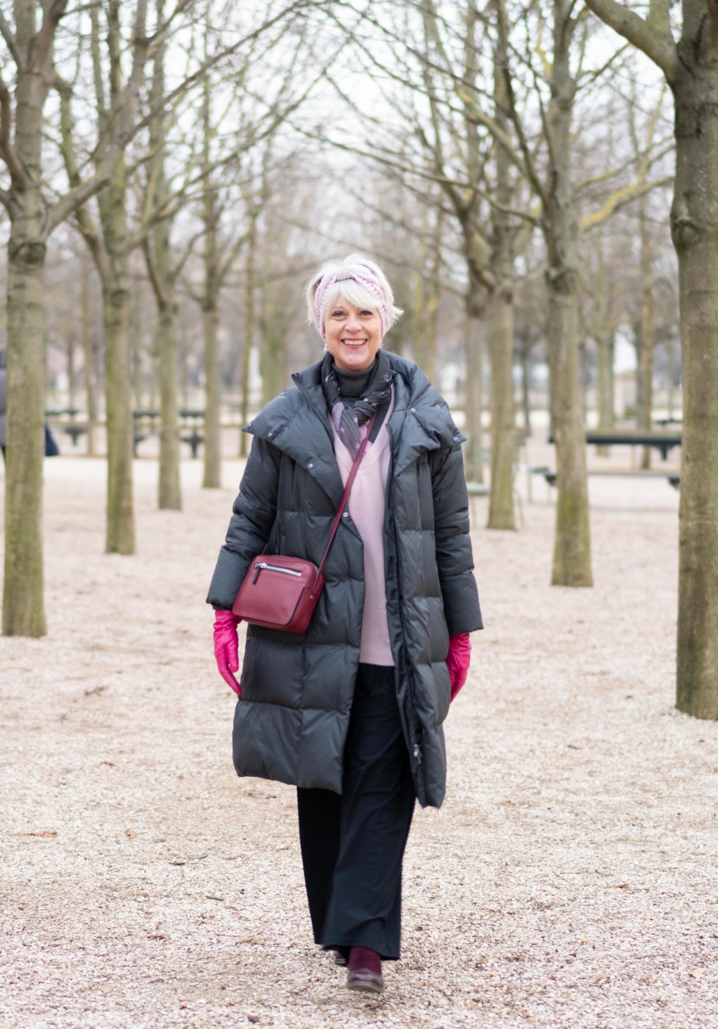 Grey puffer coat in Paris
