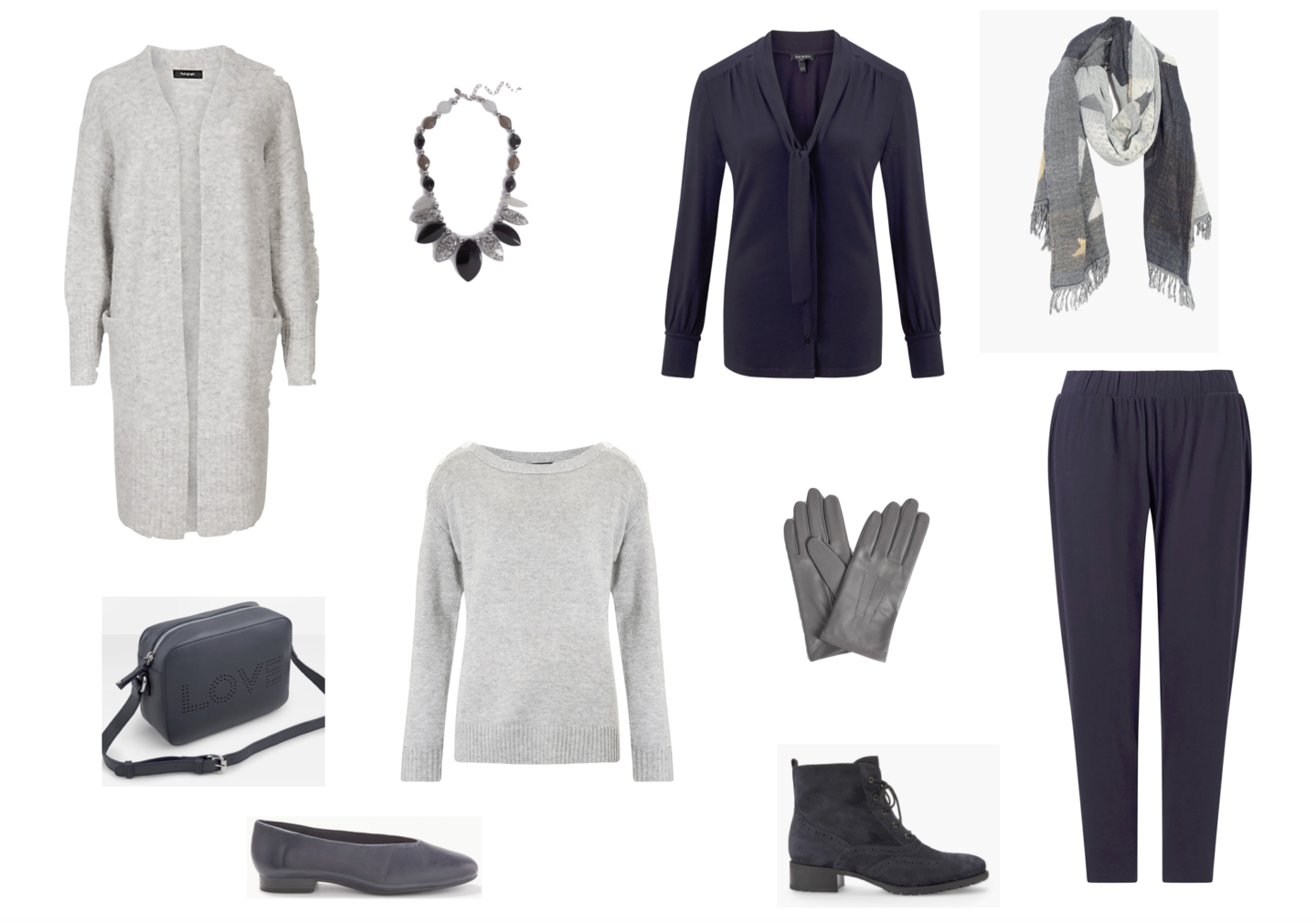 Grey and navy outfit