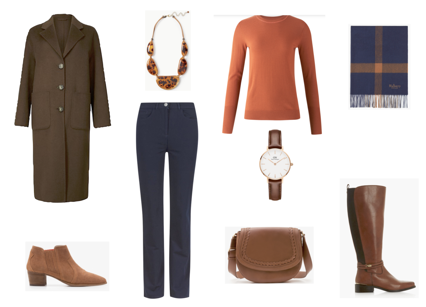 Brown and navy outfit combinations
