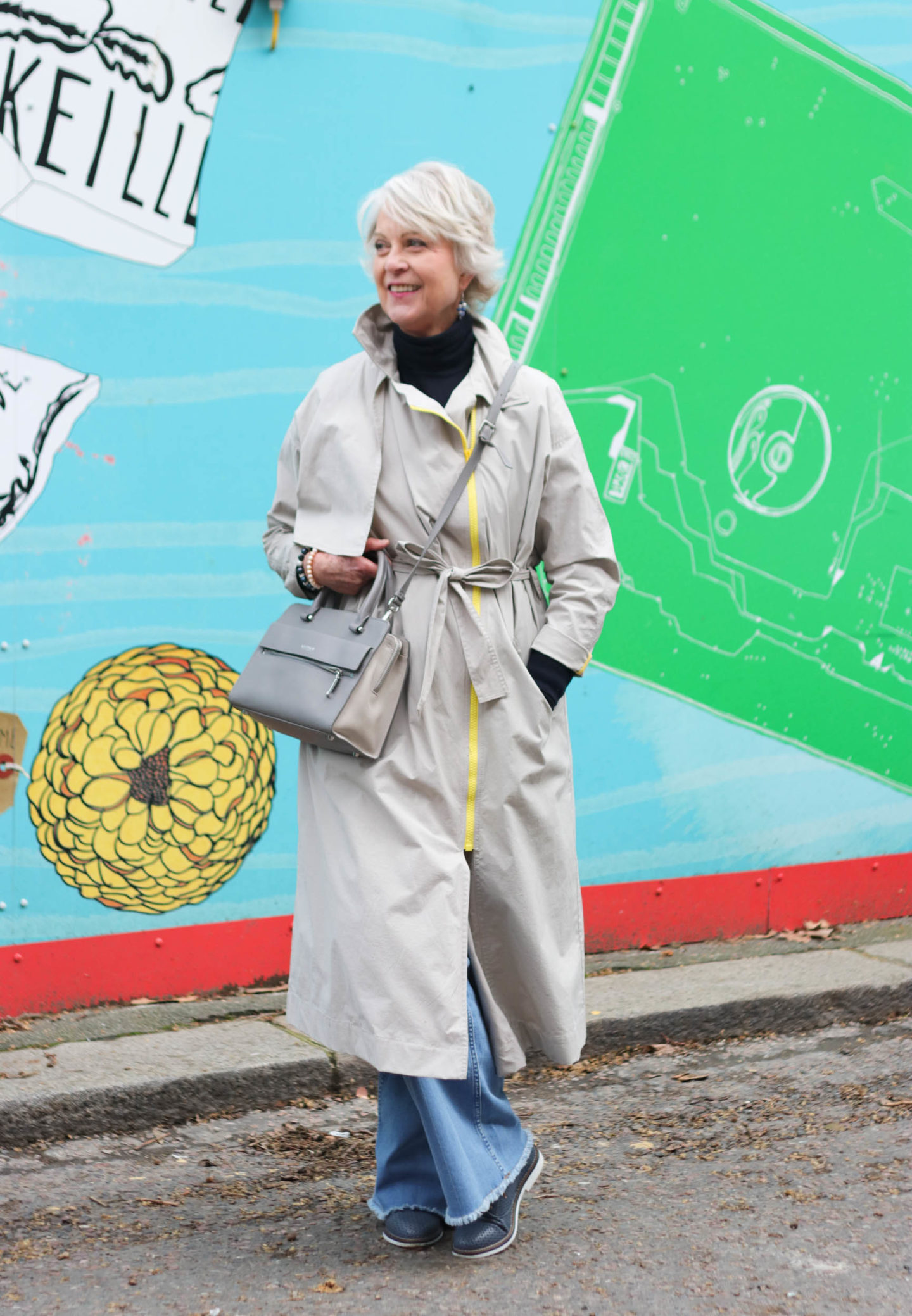 Beige oversize raincoat
