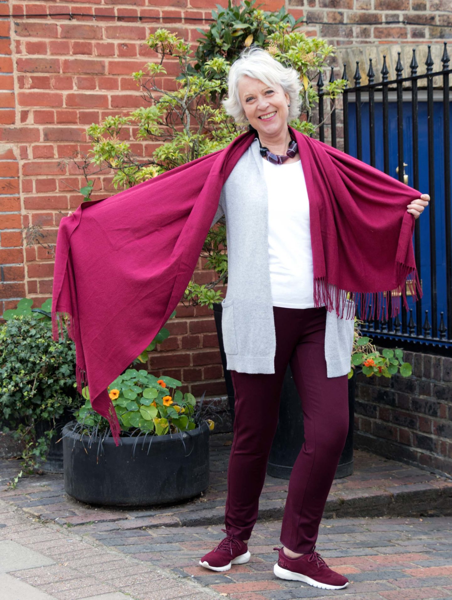 burgundy red silk/cashmere scarf