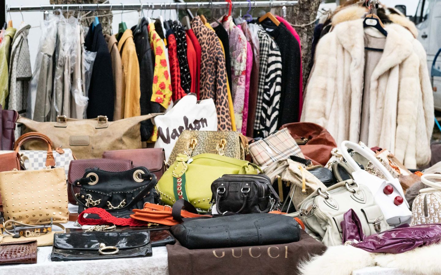 Vintage clothes in french flea market
