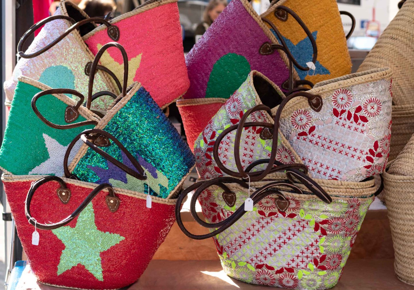 Colourful Straw baskets