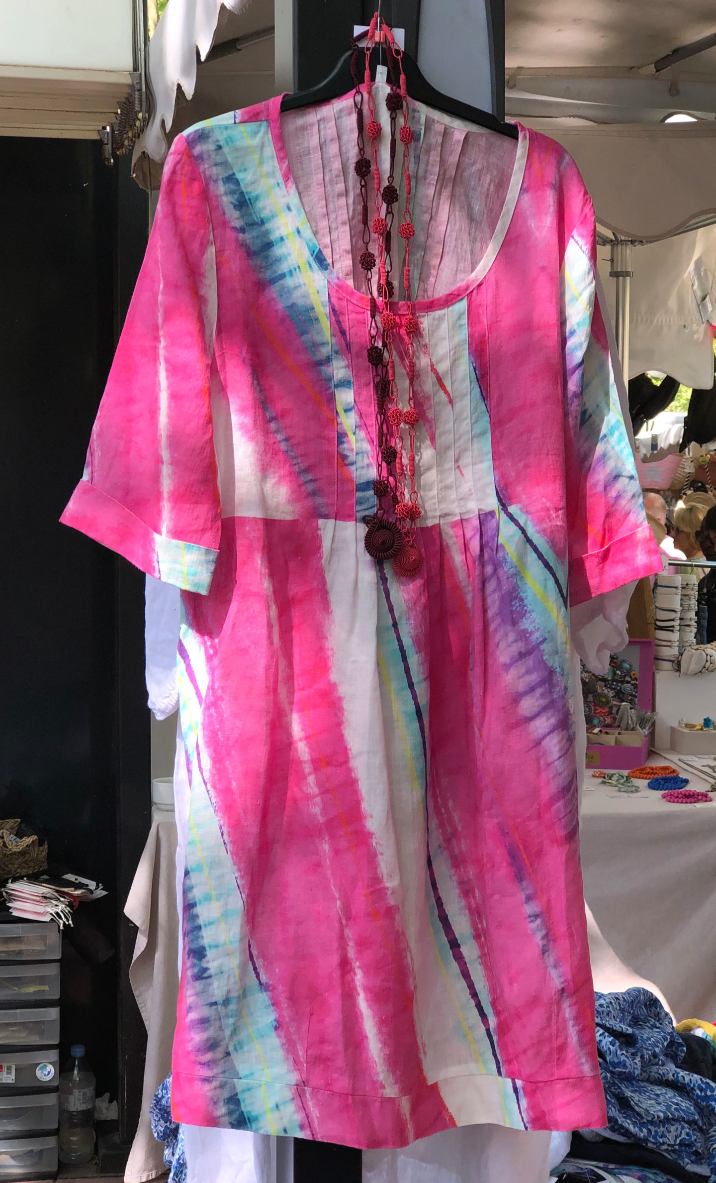 Pink linen kaftan