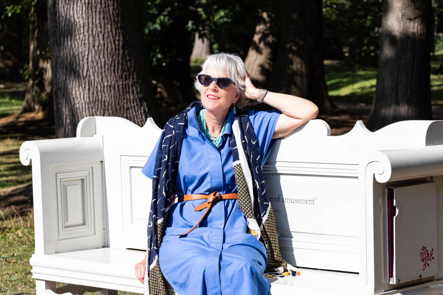 Blue cotton midi dress