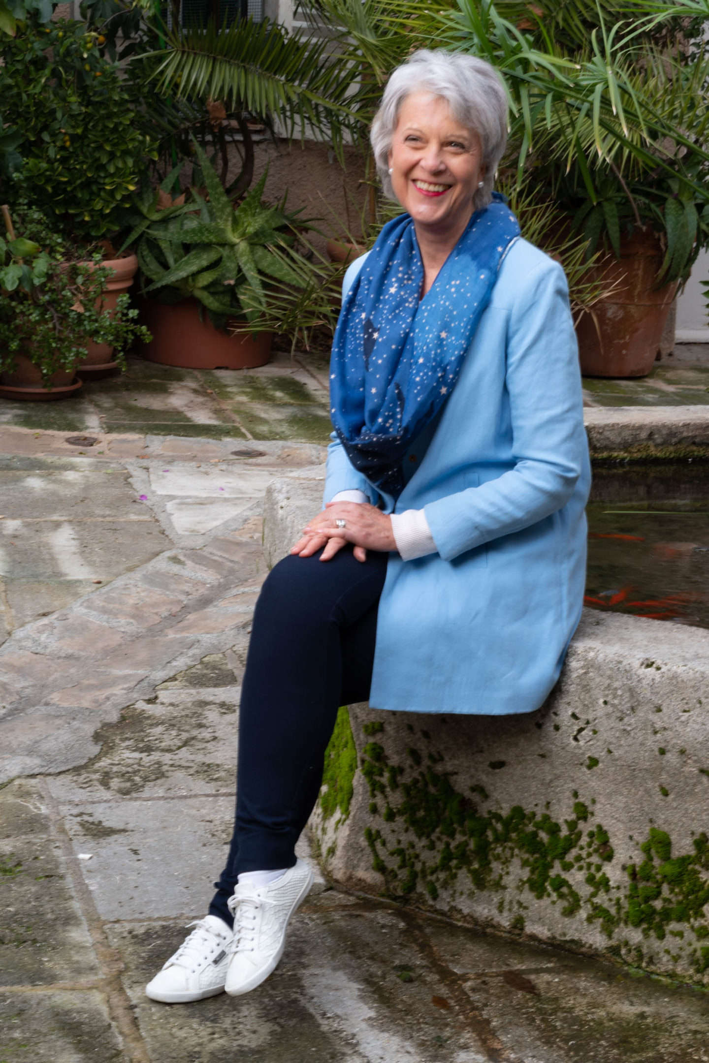 Blue star print scarf