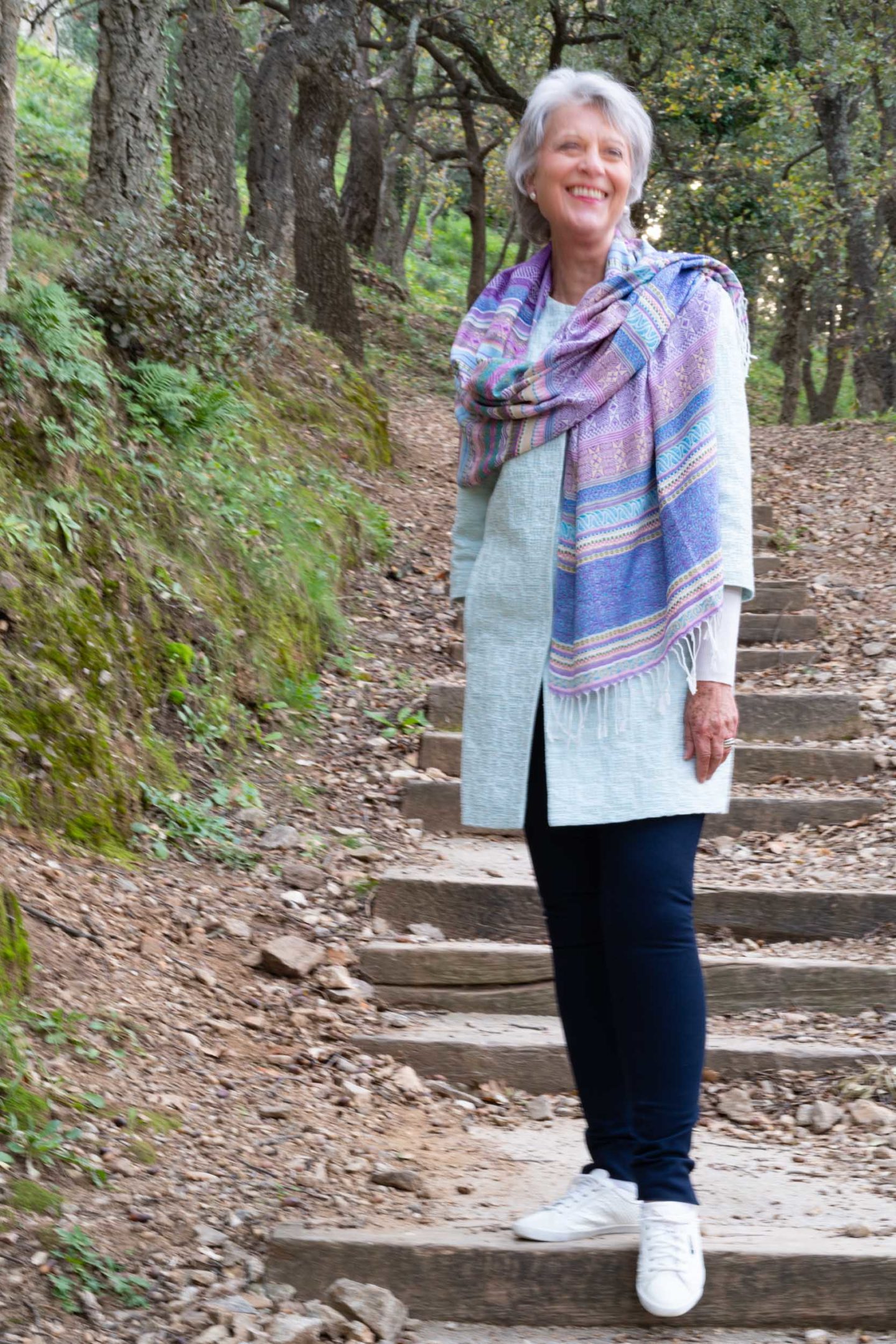Stripe ethnic print summer scarf
