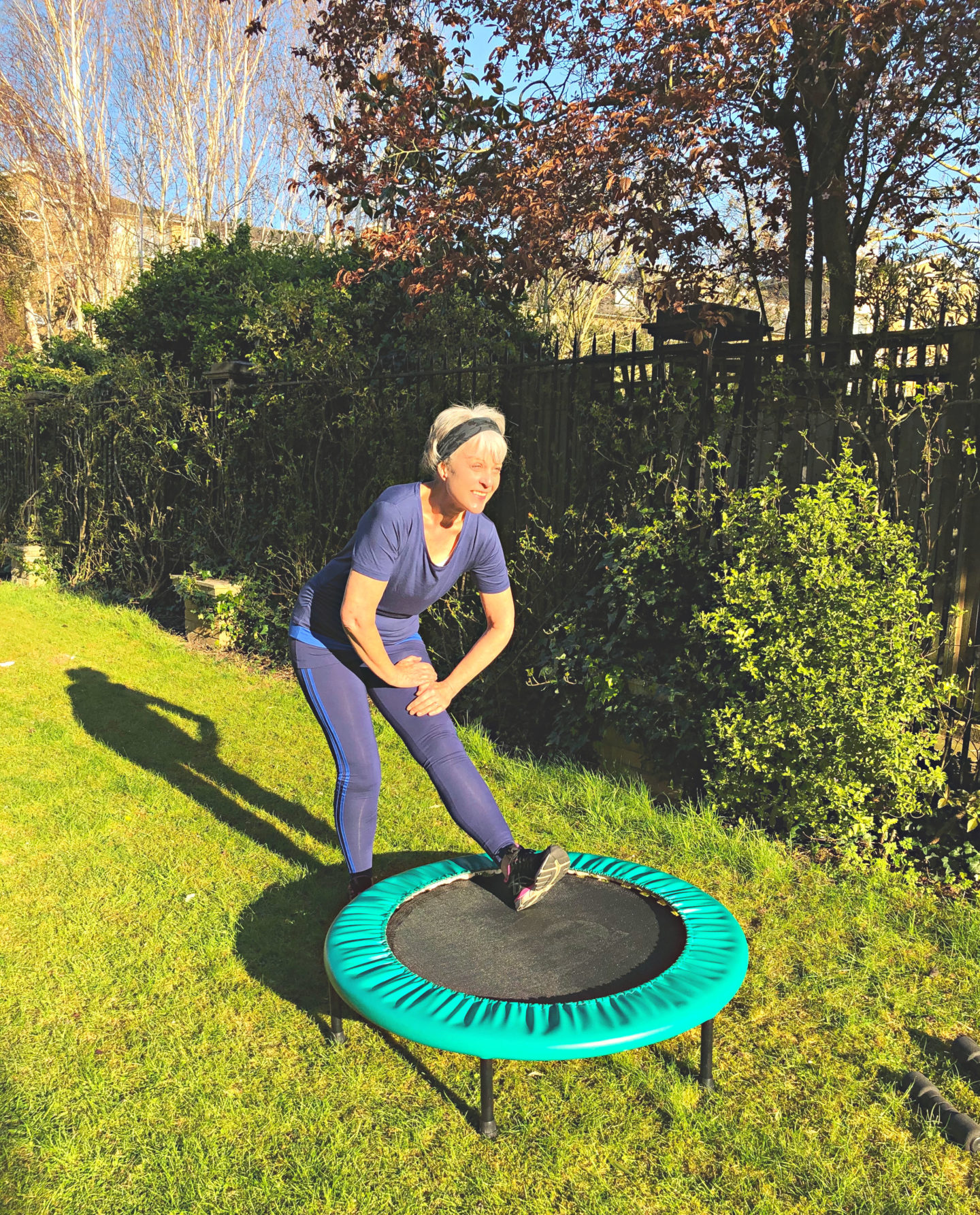 Staying fit at home wearing sustainable activewear