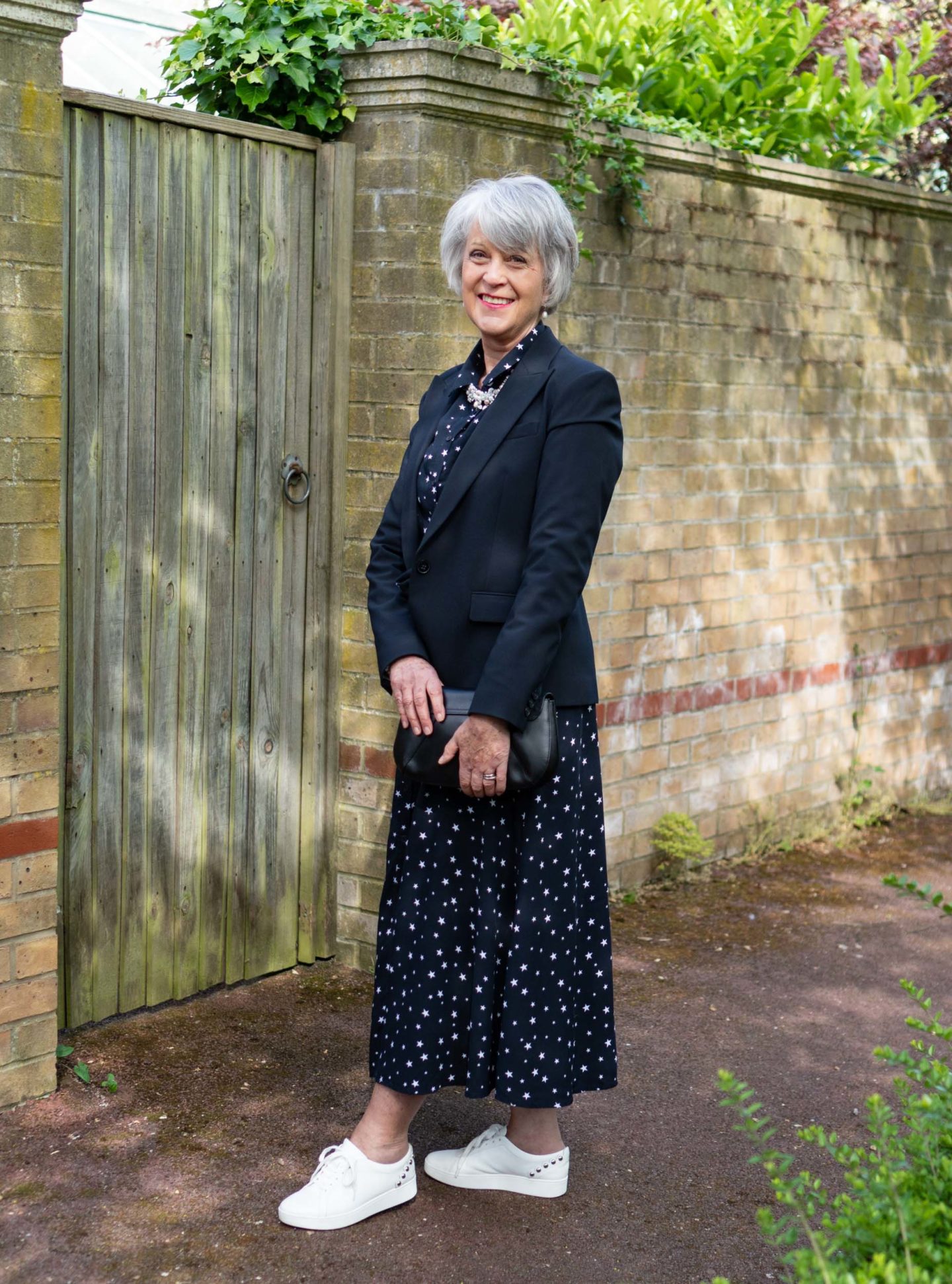 Navy print maxi dress