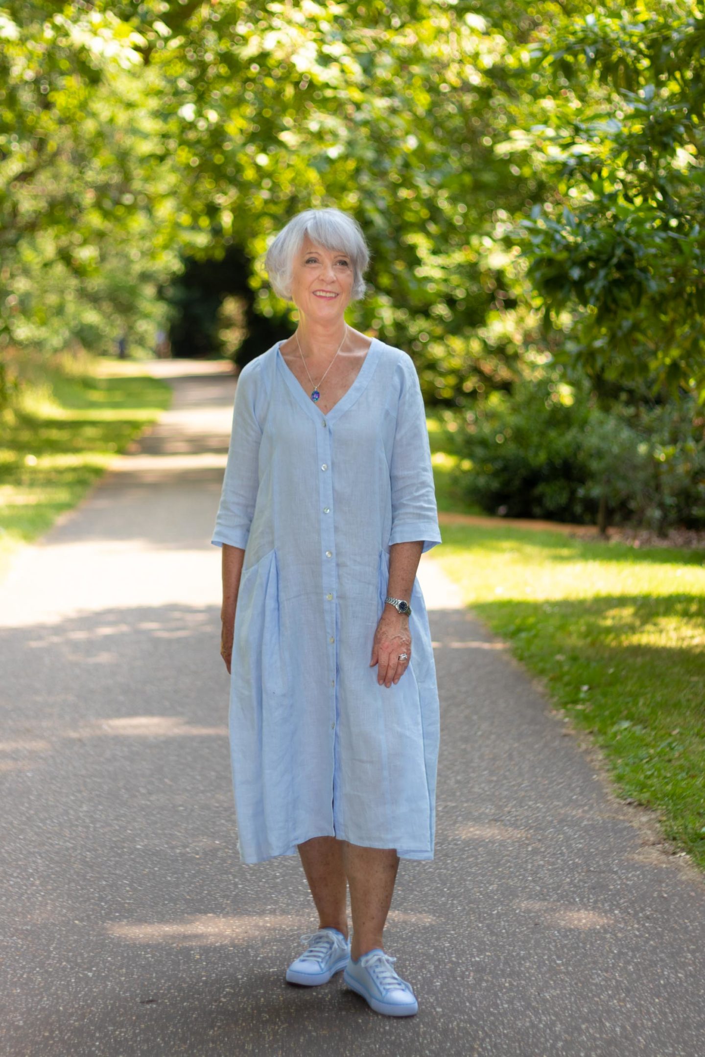 Cool linen dress for hot weather