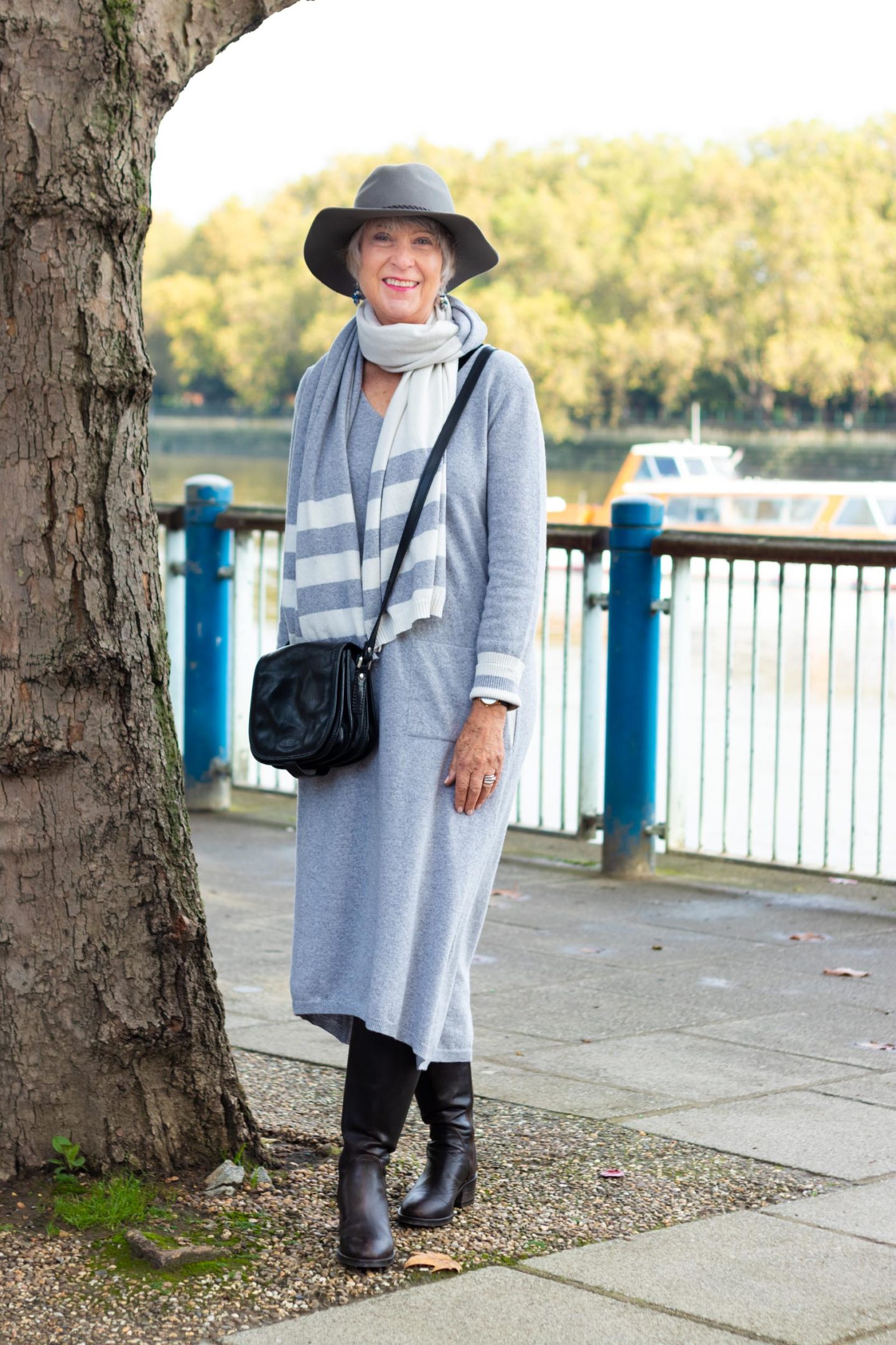 Grey cashmere blend dress and scarf
