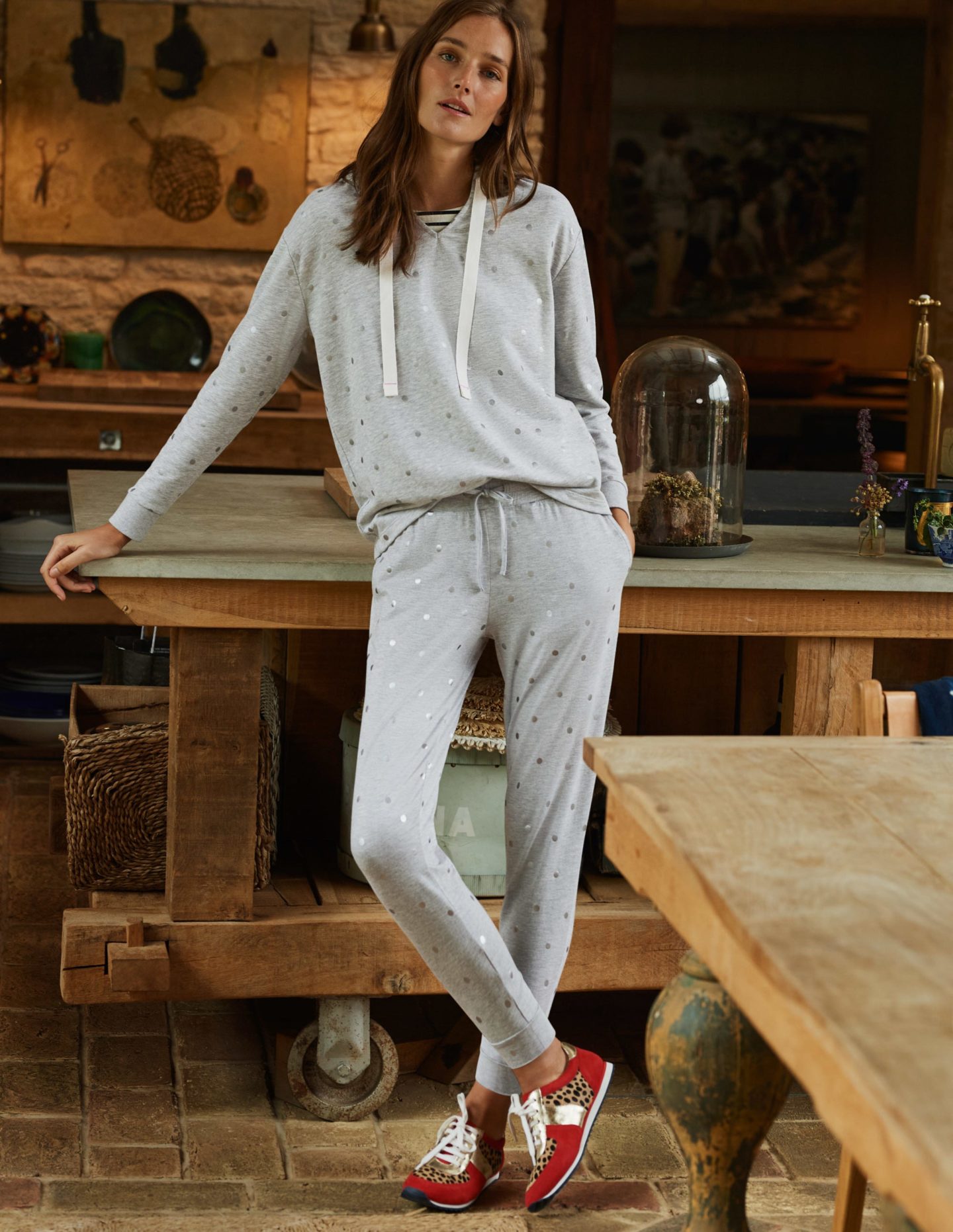 Grey joggers and grey hoodie