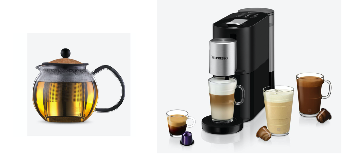 Tea pot and Nespresso coffee matching