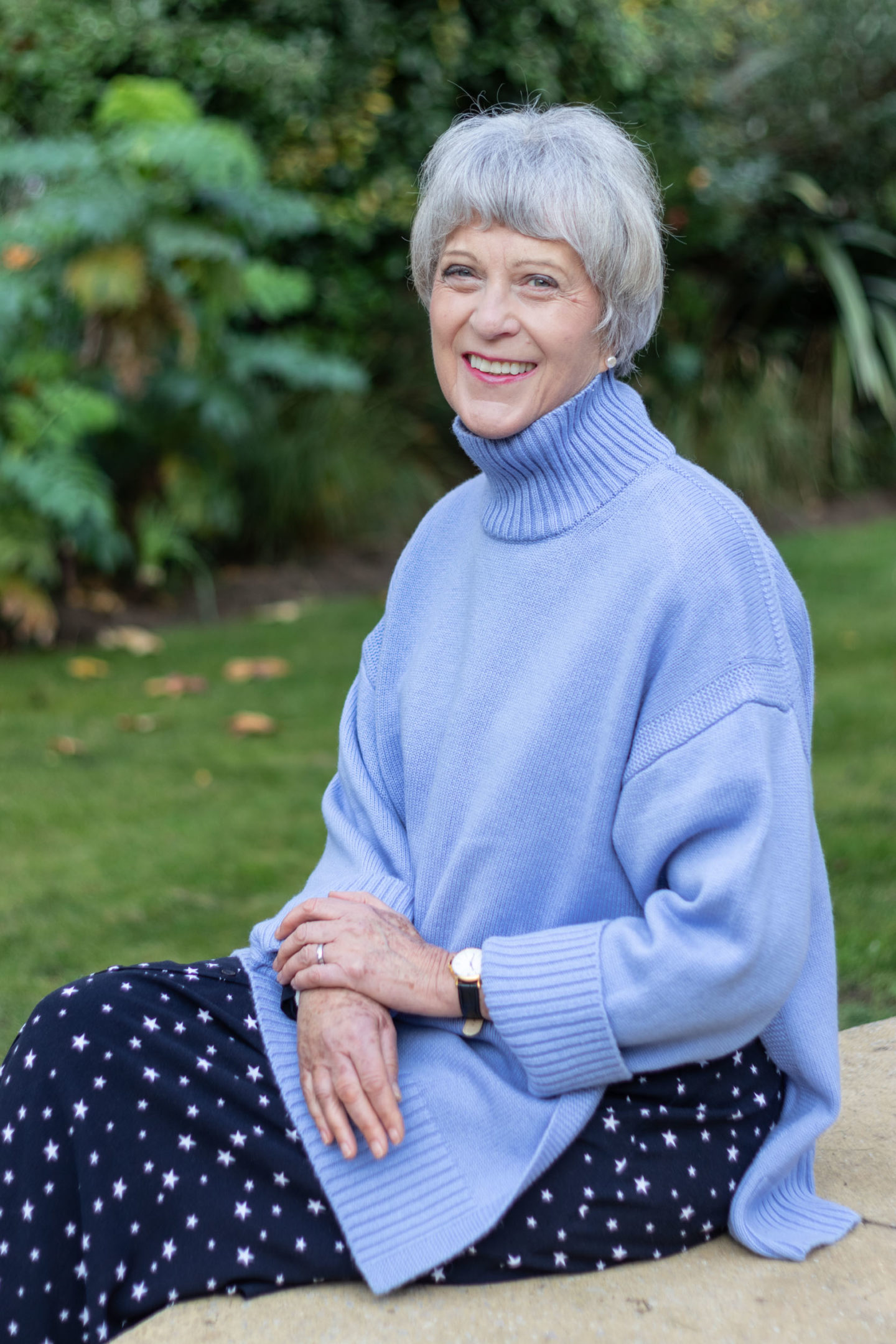 Bright blue tunic sweater