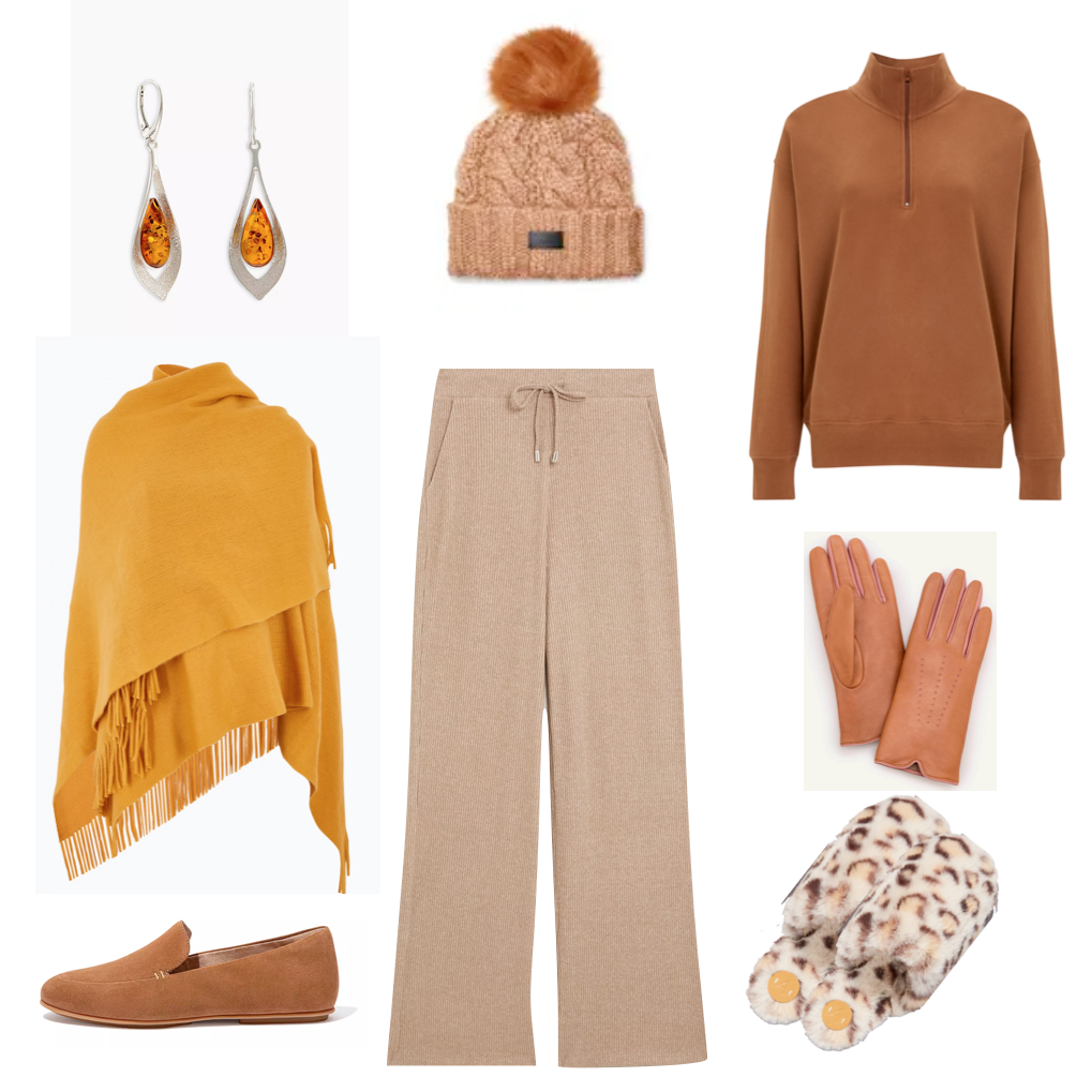 Casual comfortable clothes in warm colour tones