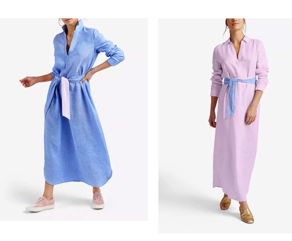 Pink and blue linen maxi dresses
