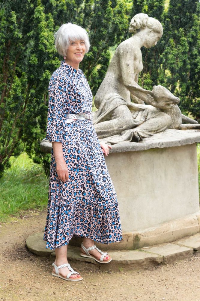 Pink and blue leopard print dress