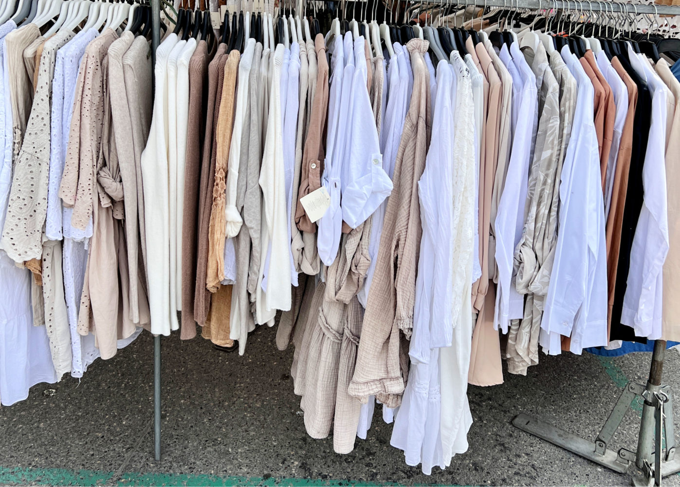 Beige and white clothes in St.Tropez market