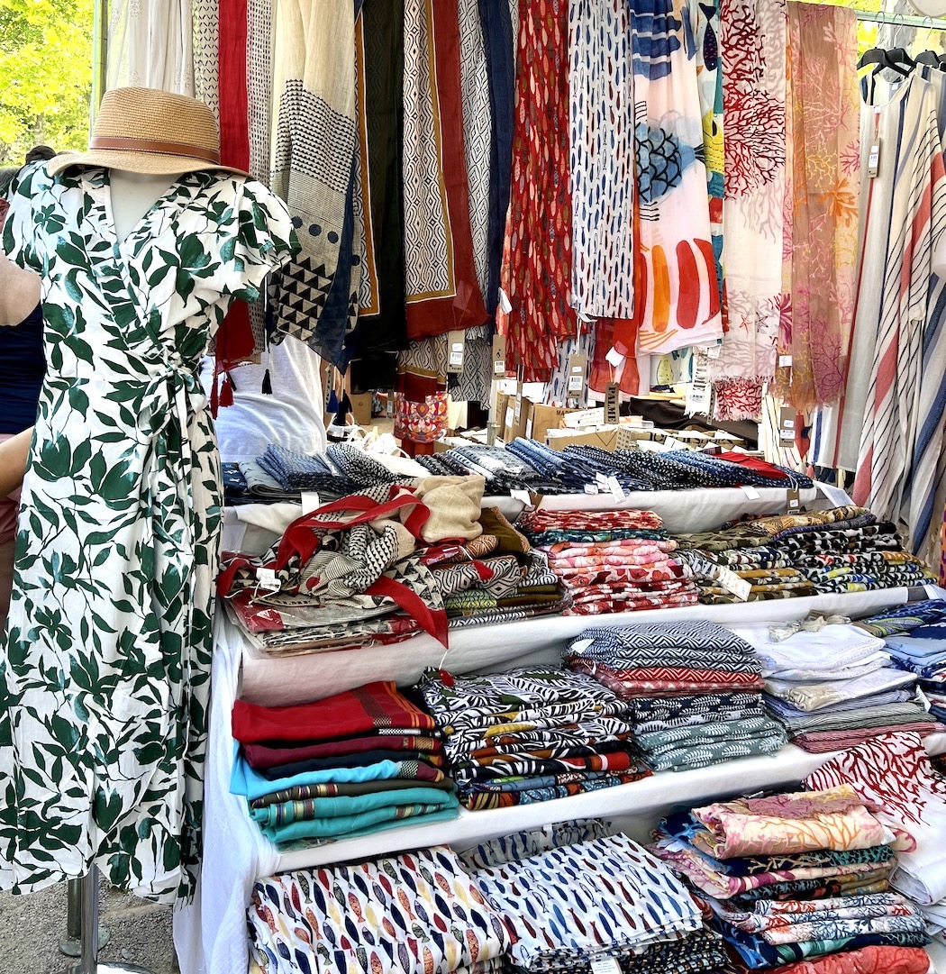 Scarves and dress in St.Tropez market