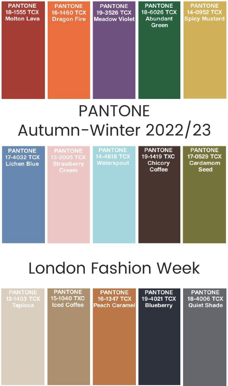 Autumn/winter 2022 Pantone colours 