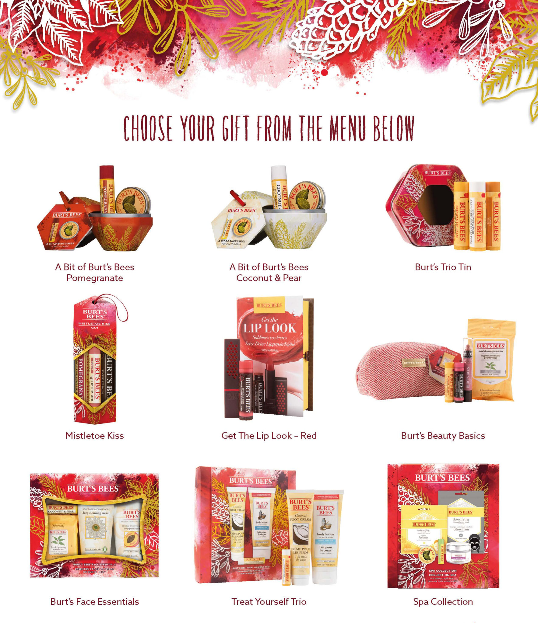 Burts Bees gift selection