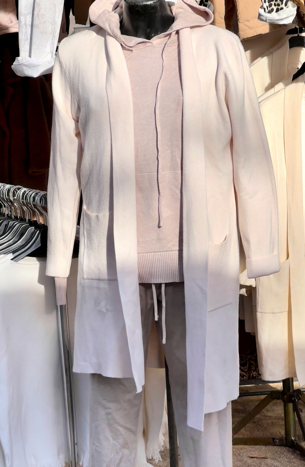 Beige cardigan and trousers