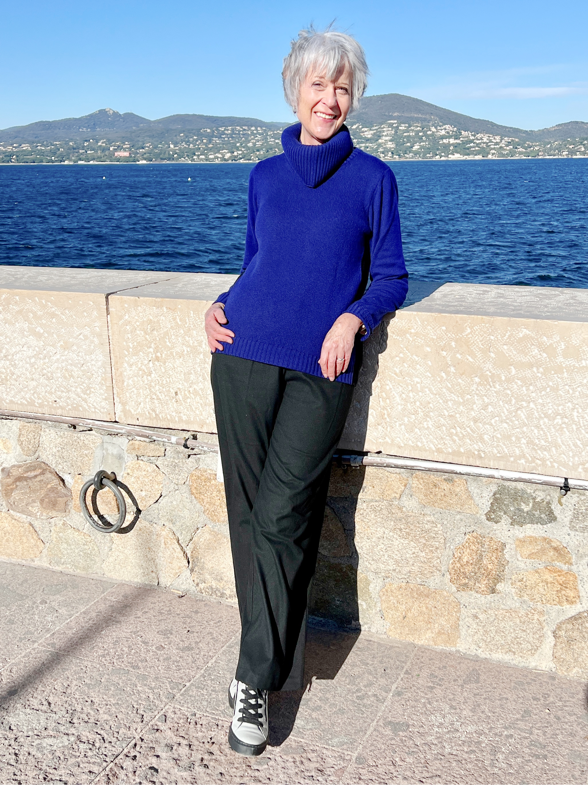 Navy blue roll neck sweater