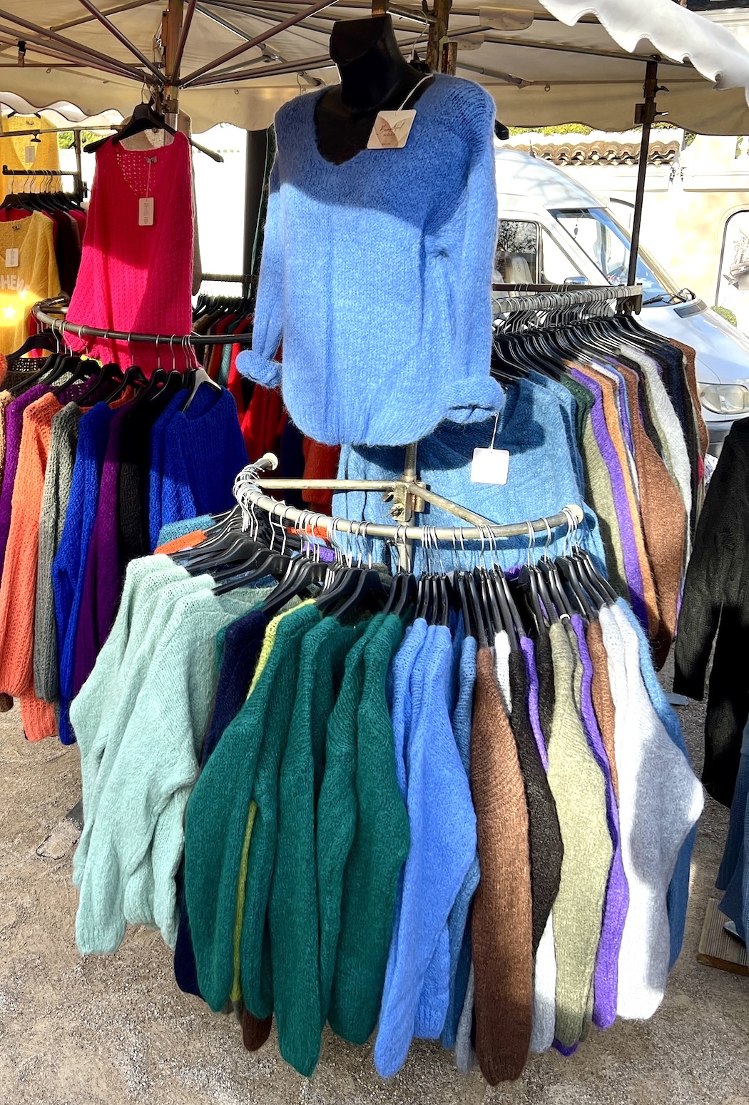 Sweaters in St. Tropez market
