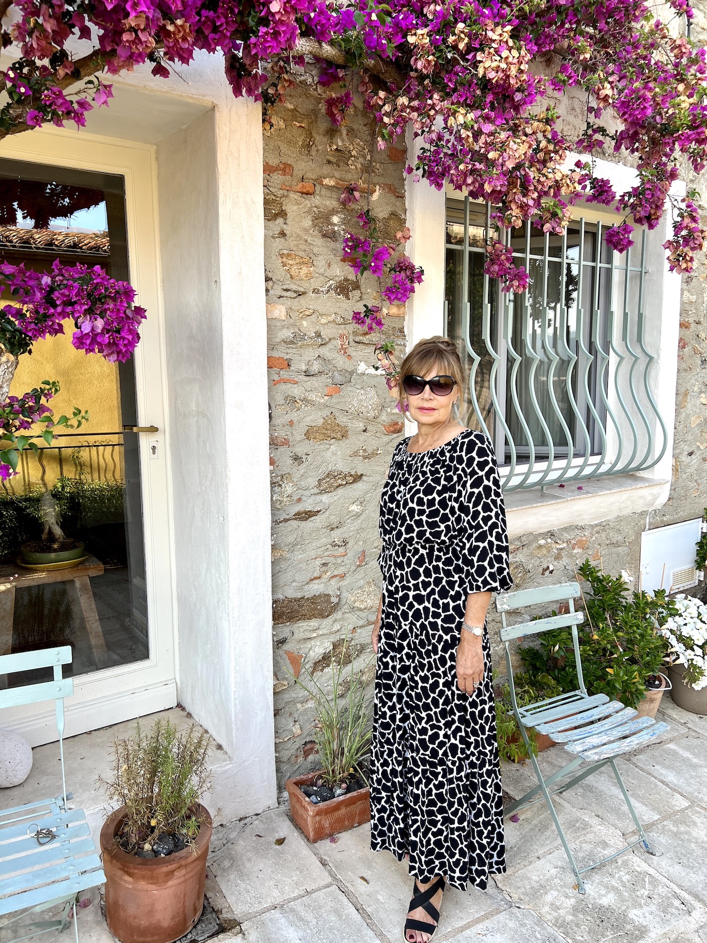 Black print dress for the day