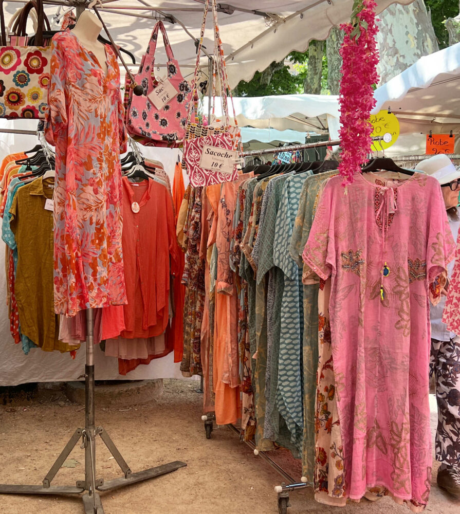 Colourful dresses in St.Tropez market June 23