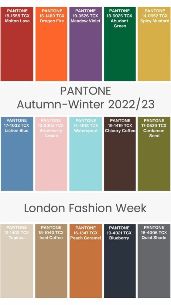 Autumn/winter 2023 fashion colours